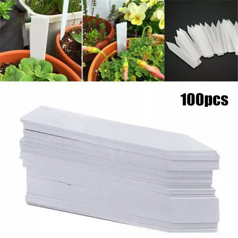 100pcs Plant Label White Waterproof, Plastic Garden Labels Gardening Plant Supplies Pots And Planters Accessories