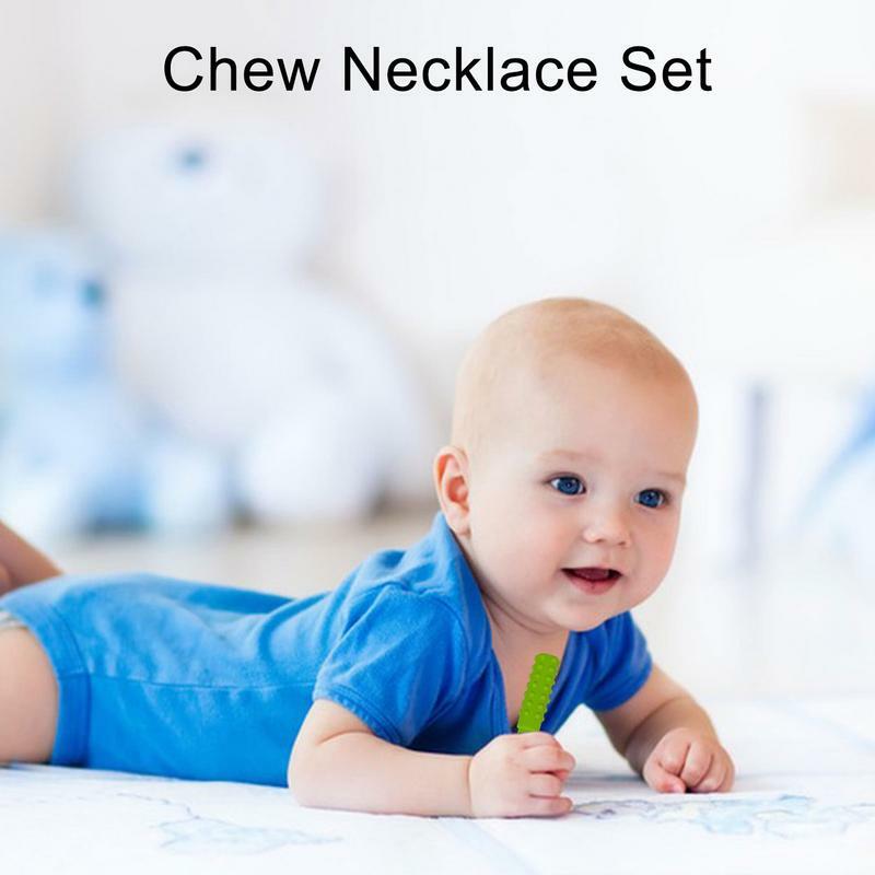 Naszyjniki do żucia dla dzieci sensoryczny naszyjnik sensoryczny wisiorek dla dzieci miękkie i elastyczne ząbkowanie zabawka do żucia na urodziny
