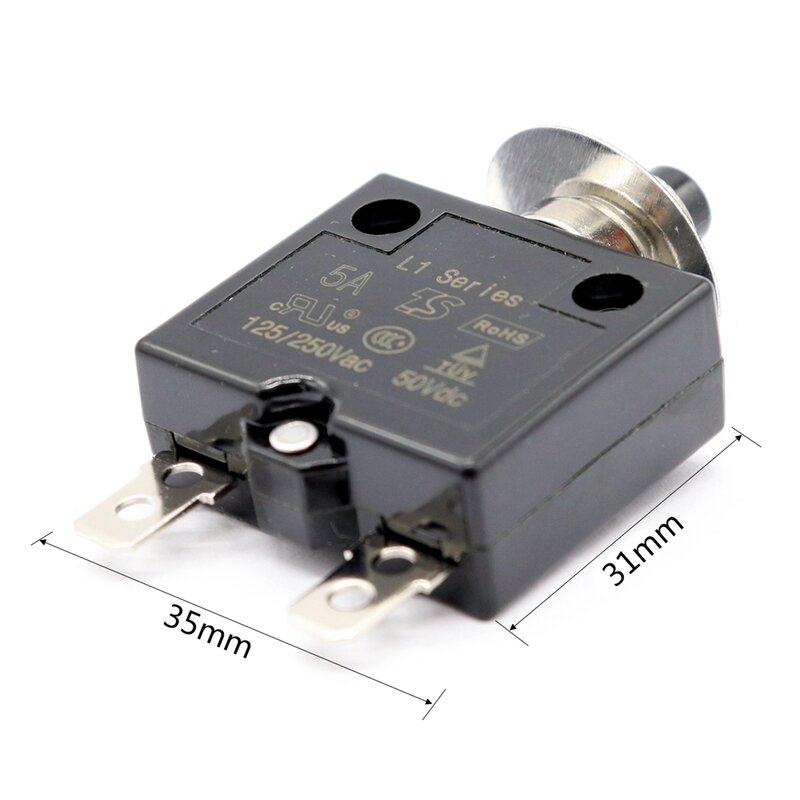 1X 5A Circuit Breaker 12V/24V Push Button Resettable Thermal Circuit Breaker Panel Mount With Waterproof