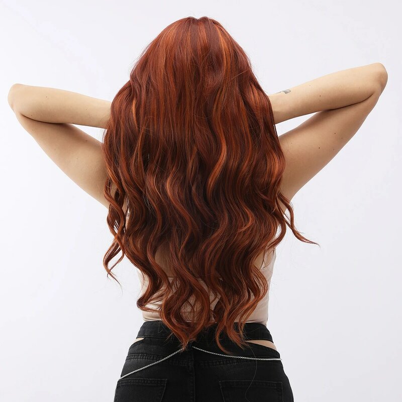 Smilco-Peluca de cabello sintético con malla frontal para mujer, postizo de pelo largo con parte en T, color rubio, 13x5x1, resistente al calor