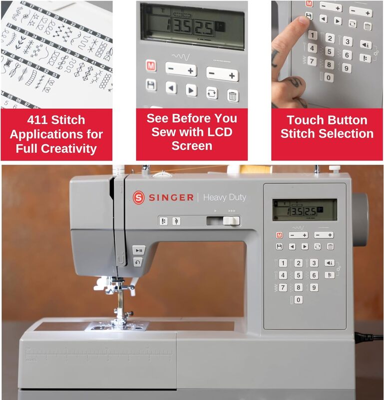 SINGER | HD6700C macchina da cucire elettronica per impieghi gravosi con applicazioni a punto 411-cucito facile
