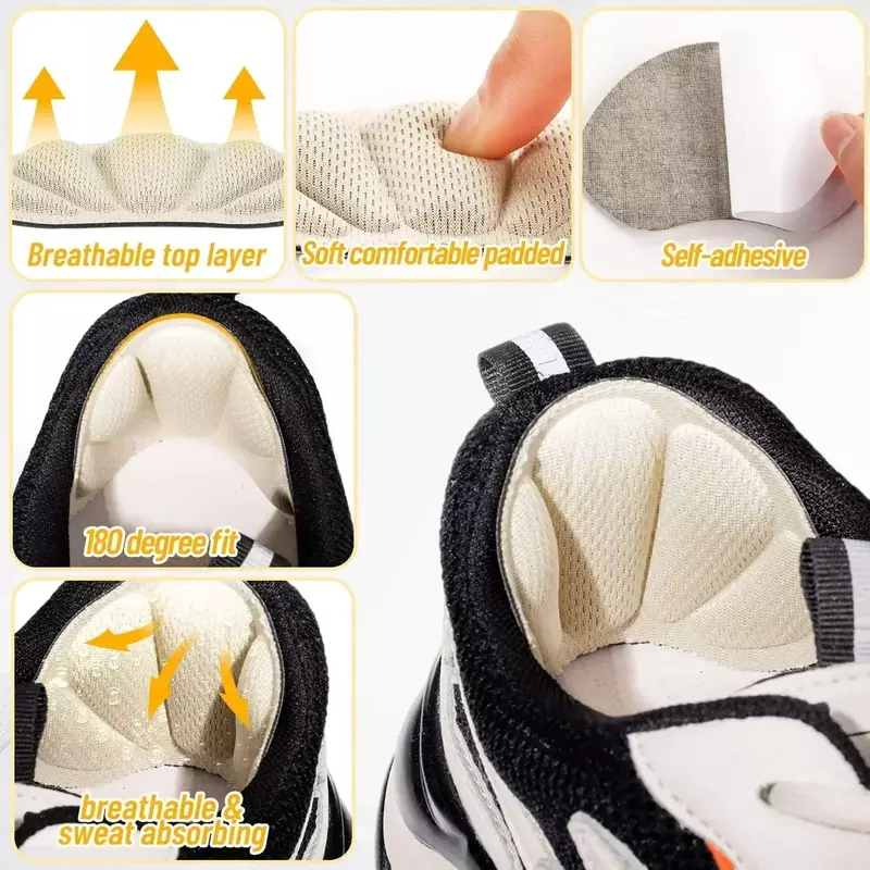Palmilhas leves Almofadas de calcanhar para calçados esportivos, Adesivo traseiro de tamanho ajustável, Almofada macia antidesgaste, Almofadas antidesgaste de alívio