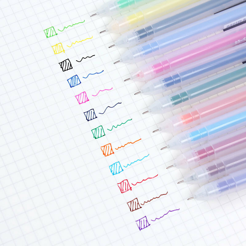 24/12PCS/Box zestaw do napełniania kolorowe pióro żelowe Kawaii 0.5mm cukierkowe kolory kulkowe długopisy biura studenckiego długopisy do pisania artykuły szkolne