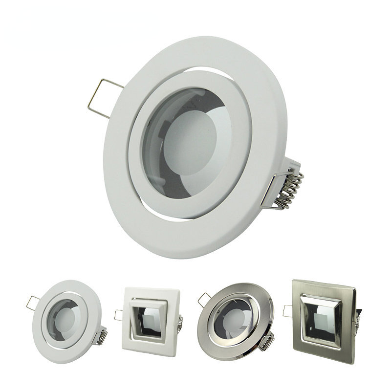 Lámpara de foco LED redonda, soporte de anillos de luz descendente, GU10/MR16, GU5.3, accesorios de iluminación, soporte de lámpara de aleación de aluminio
