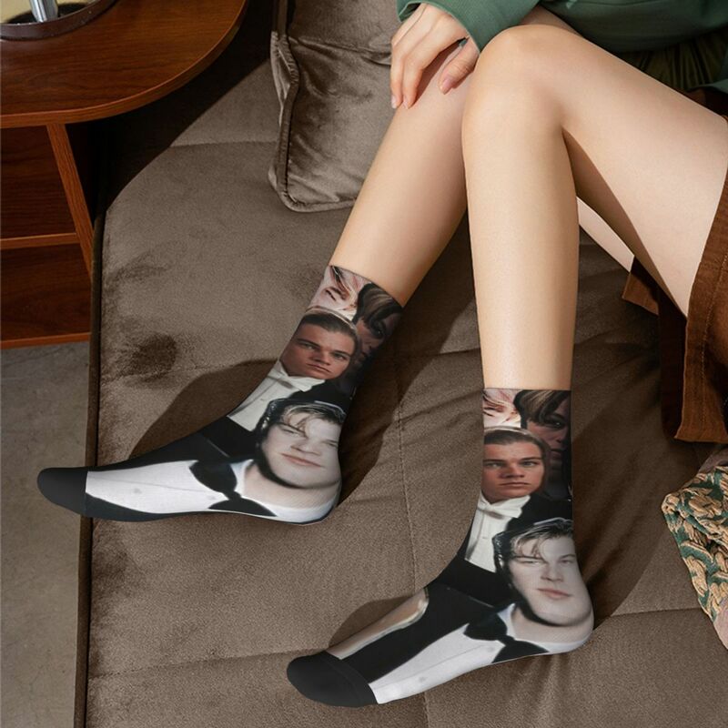 Leonardo dicaprio collage adulto meias, unissex meias, meias masculinas meias femininas