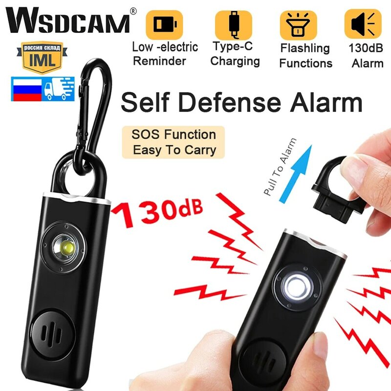 WSDCAM-Self Defense Alarm Keychain, Alarme de Emergência Alto, Anti-Wolf Alert, Carrying Scream, Menina, Criança, Mulheres, 130dB