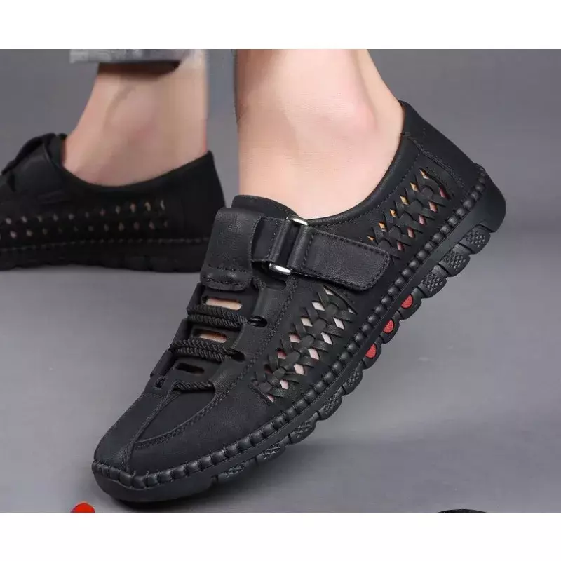2024 Hand-stitched Summer New Designer Roman Men's Leather Shoes Wear-resistant Outdoor Walking Sandals Shoes for Men