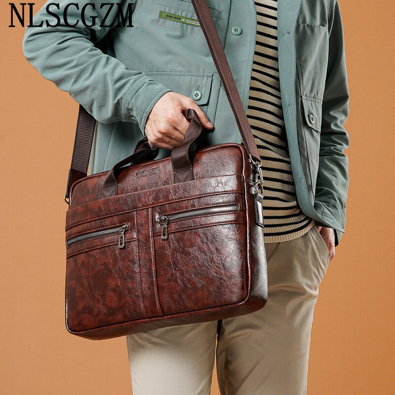 Leder Laptop taschen für Männer Laptop Handtasche Aktentasche Männer Büro taschen für Männer Luxus Designer Handtasche Umhängetaschen сумка мужска