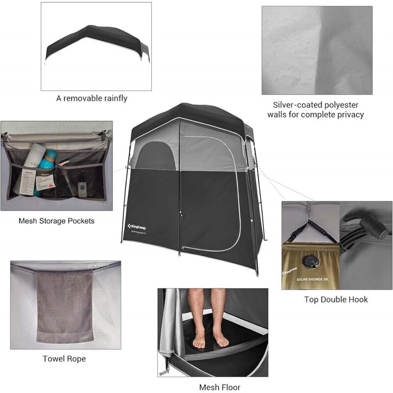 Kingcamp camping shower tent oversize space privacy portable outdoor for with floor changing dres