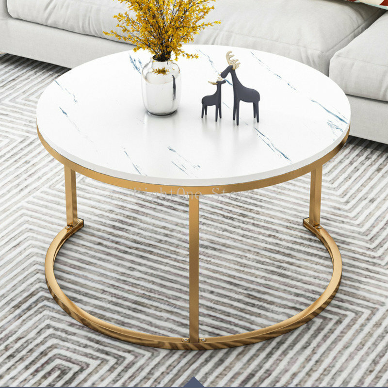 2 in 1 Living room coffee tables marble texture wooden combination furniture round tea table durable table