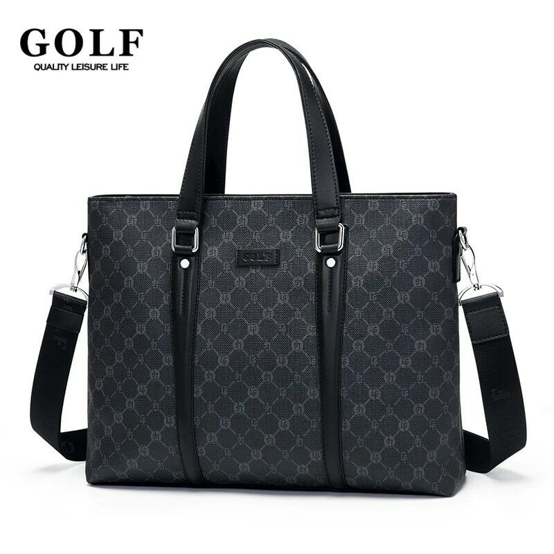 Golf Maleta de couro impermeável para homens, Business Laptop Bag, bolsa de ombro, luxo Messenger Bag, sacos de escritório, alta qualidade, 15 pol