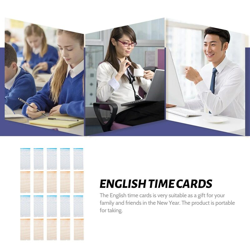 100 hojas de tarjetas de asistencia, tarjetas de asistencia, uso en almacén inglés