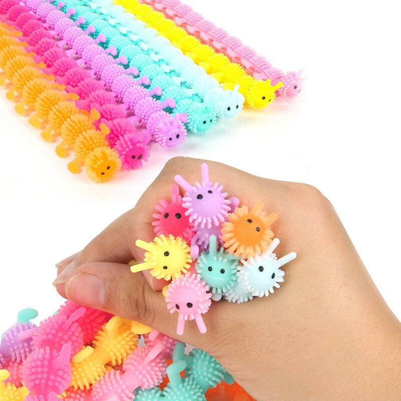 5Pcs/Lot Caterpillar Stretch String TPR Bracelet Toy AntiStress Hand Fidget Soft Rubber Relieve Pressure Decompression Kids Gift