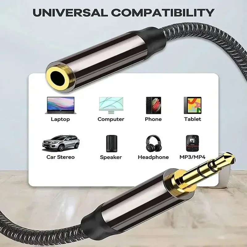 Câble audio stéréo AUX mâle vers femelle, 3.5mm, pour écouteurs, IPad, smartphone, tablette, lecteur multimédia, sauna