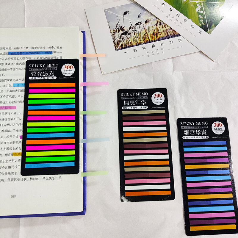 KindFuny-Notas Adhesivas transparentes de índice arcoíris, 1800 hojas, papel adhesivo, marcapáginas, material escolar, papelería