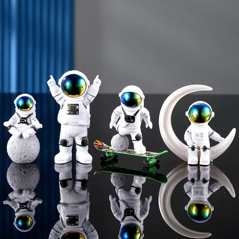 1set figur astronot patung Figurine Spaceman patung mainan pendidikan Desktop rumah dekorasi Model astronot untuk hadiah anak-anak