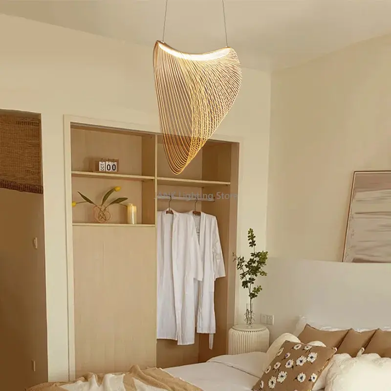 Italian Designer Birch Wood LED Light Pendant Lamp for Staircase Kitchen Restaurant Shop Chandelier Indoor Lighting Home Decor