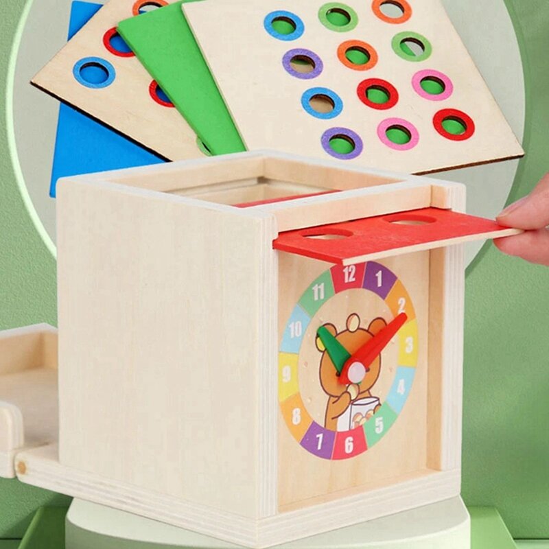 Kit de juguetes Montessori de madera 6 en 1, juego de objetos con caja de monedas, clasificador en forma de cosecha de zanahoria, Bola de caída, juguete duradero
