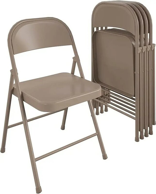 كرسي قابل للطي من الفولاذ بالكامل قابل للطي من COSCO-SmartFold ، كرسي كتان عتيق ، 4 عبوات