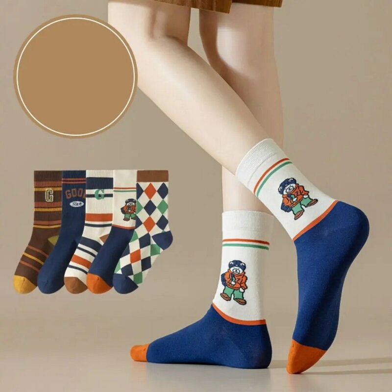 Meias Harajuku listras para meninas, algodão criativo, estilo coreano, meia-calça curta, meias casuais quentes