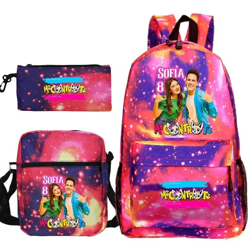 Me contro Te 3pcs Set Backpack Students School Bags Teenager Travel Bags Funny Pattern Bookbag Large Capacity Casual Backpack