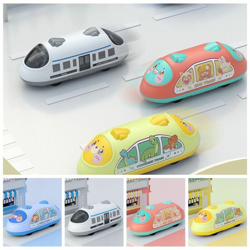 Modello animale a doppia trazione giocattolo del treno ad alta velocità colore carino cognizione plastica inerzia giocattoli per auto Push pull giocattoli per auto genitore-figlio