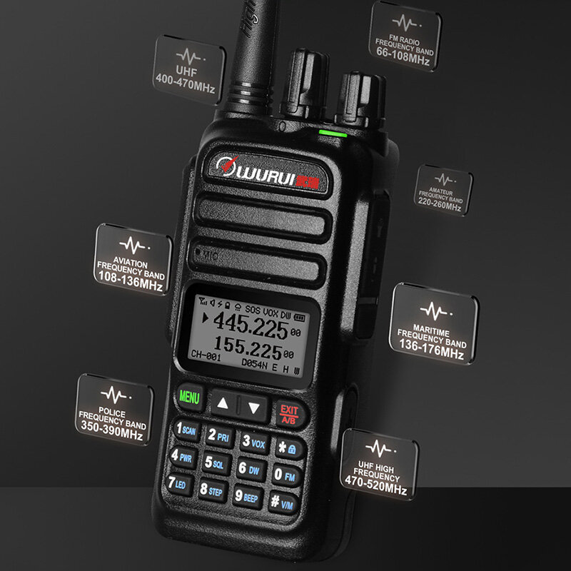 Wurui-walkie talkie UV83 de doble banda, radio bidireccional, dispositivos ham, uhf, vhf, comunicador de largo alcance para caza, 100-520MHZ