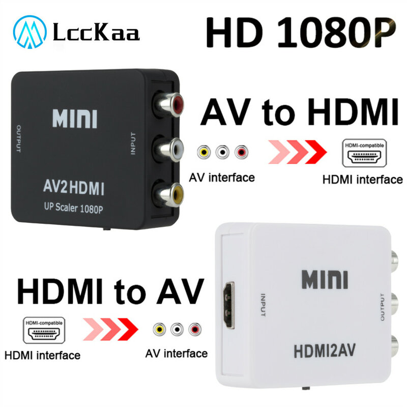Adaptateur compatible HDMI vers AV RCA convertisseur AV vers HDMI convertisseur RCA AV/CVSB L/R convertisseur de Scaler AV Composite vidéo pour projecteur PC HDTV