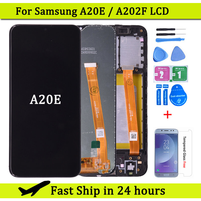 携帯電話用デジタイザー付きLCDディスプレイ,Samsung a20e,a202,a202f用のスペアパーツ