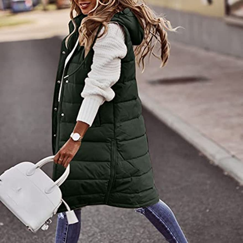 Long with Hood Outdoor Vest Down Women's Jacket Quilted Coat Sleeveless Jacket Winter Light Weight Sweaters
