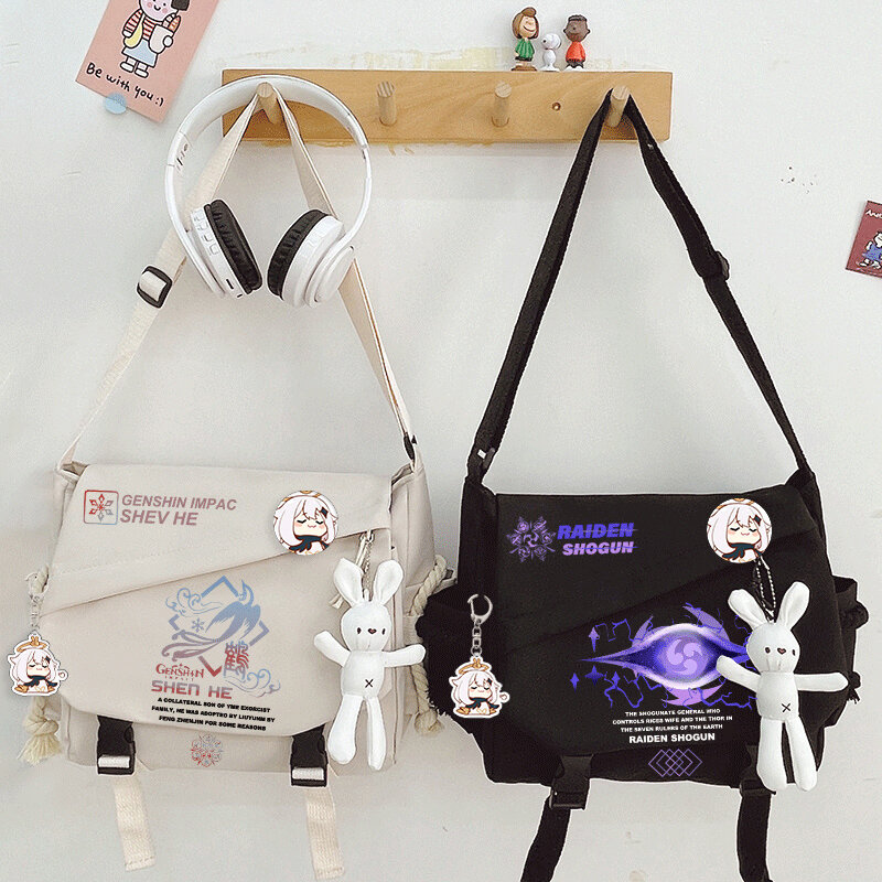 Сумка из нейлоновой ткани с мультяшным принтом для косплея игры Xiao Kazuha Ajax tataglia Shen He Beelzebul Студенческая сумка-мессенджер для кампуса