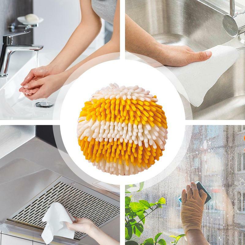 Kleurrijke Chenille Handdoekenbal Met Hangende Lussen Snel Droog Zacht Absorberende Microfiber Handdoeken Voor Keukenbadkamer