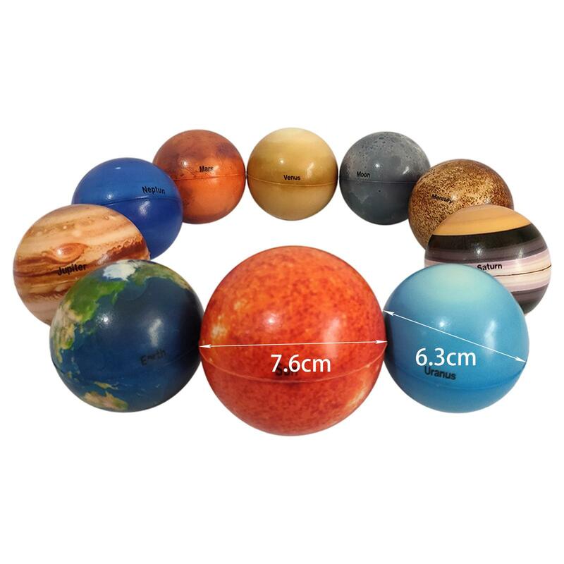 10x Solar System Planeten Kugeln Fest Schwamm Weichen Ball Acht Planeten Kugeln Pädagogisches Modell für Tisch Decor Kinder Spielzeug