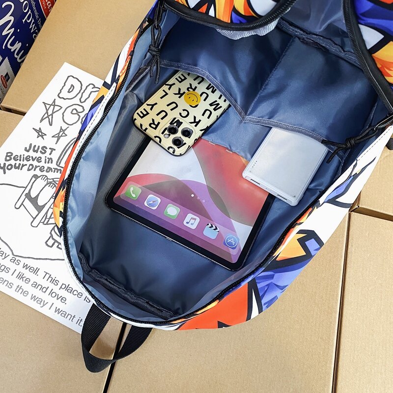 Ransel Pelajar Grafiti Wanita Tas Sekolah Travel Kawaii Ransel Kampus Wanita Keren Trendi Tas Buku Laptop Wanita Mode