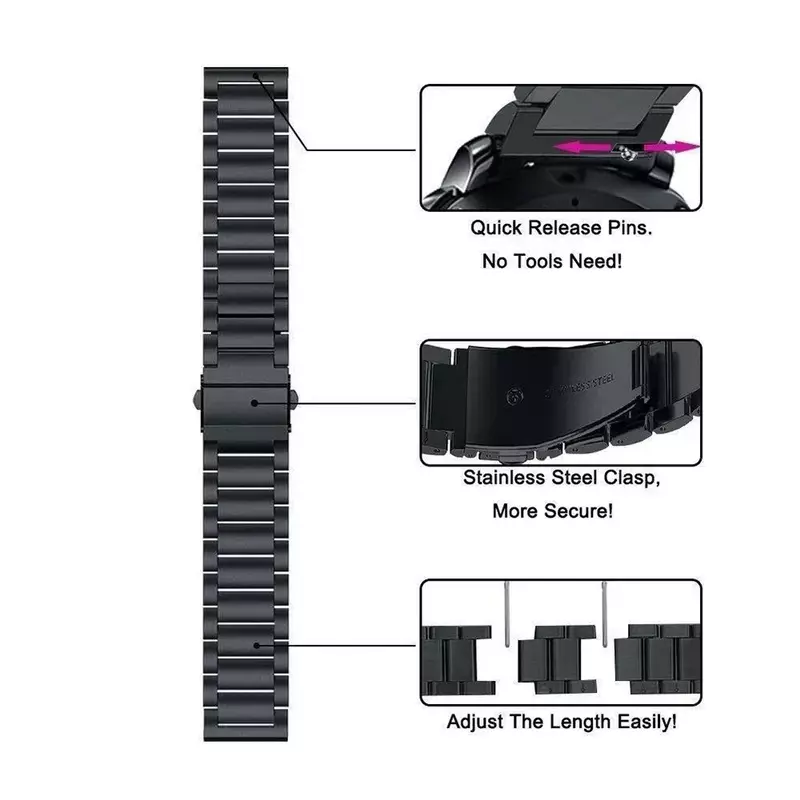 Pulseira de aço inoxidável para Xiaomi Mi Watch 2 Smartwatch, Pulseira Metal Correa, 22mm