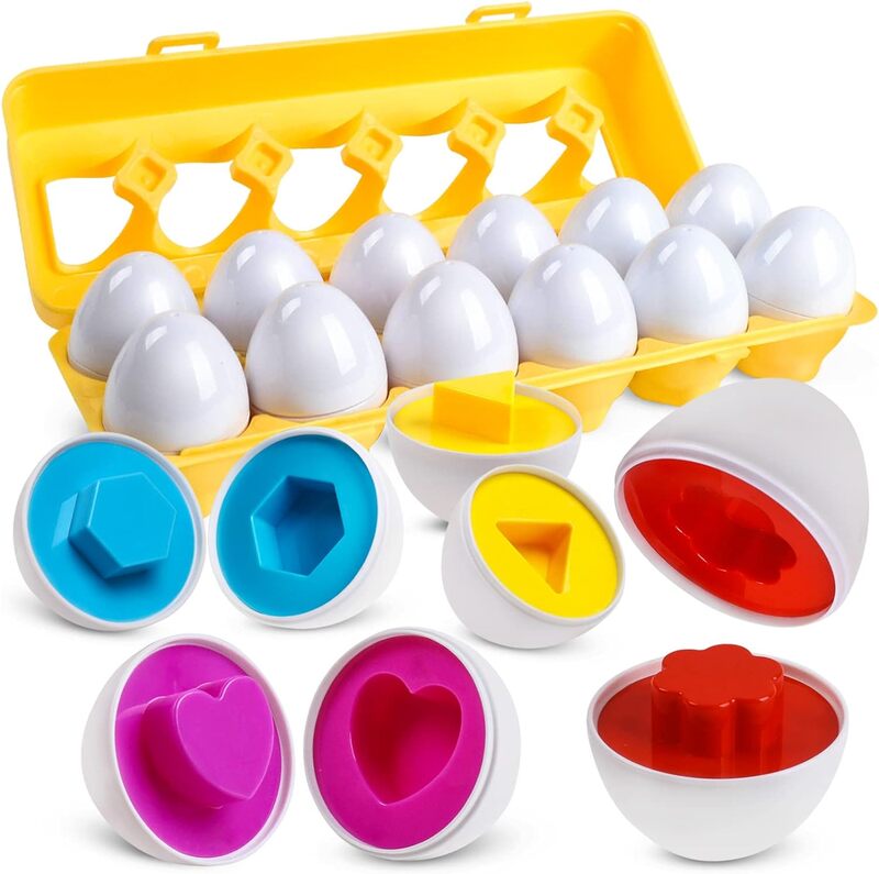 모양 매칭 부활절 달걀 장난감, 아기 학습 교육 장난감, 몬테소리 스마트 계란 게임 분류기, 어린이 선물