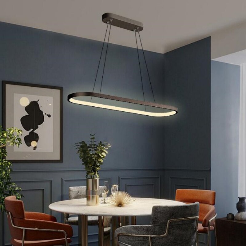 Designer Eetkamer Plafondlamp Ins Nordic Minimalistische Eetkamer Bartafel Creativiteit Woord Led Strip Moderne Eenvoud
