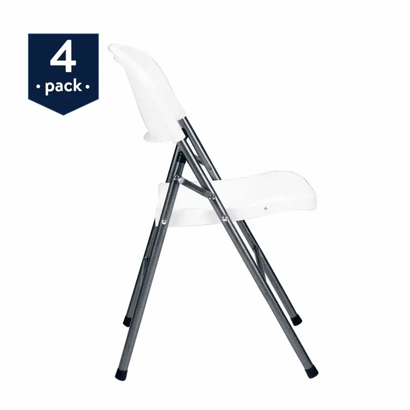 Mainstays-silla plegable de resina Premium, paquete de 4, muebles de oficina blancos, silla para juegos