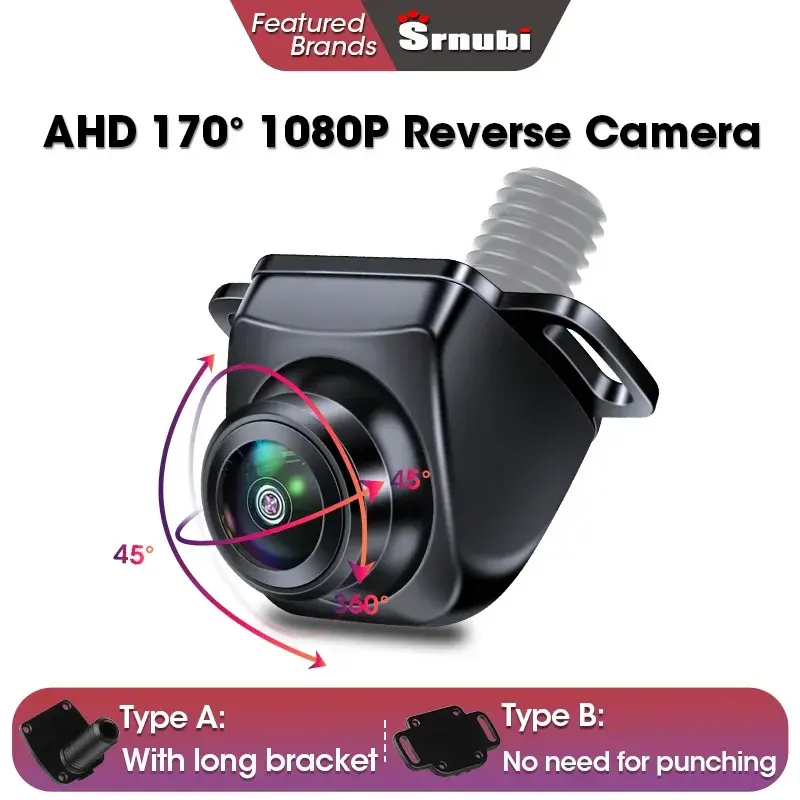 Srnubi 170 градусов Автомобильная камера заднего вида рыбий глаз ночное видение без пробивки AHD 1080P CVBS NTSC PAL Универсальный резервный парковочный объектив