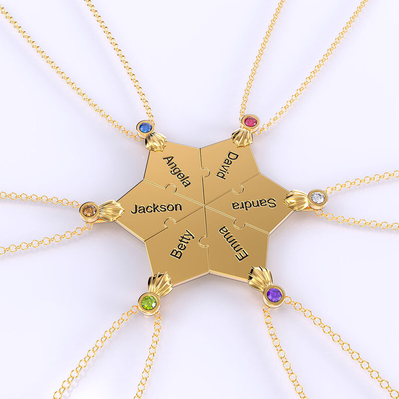 Personal isierte Familiennamen Puzzles Halskette Geburt Stein Halskette Edelstahl Halskette Geschenk für Mama Papa Vatertag Geschenk