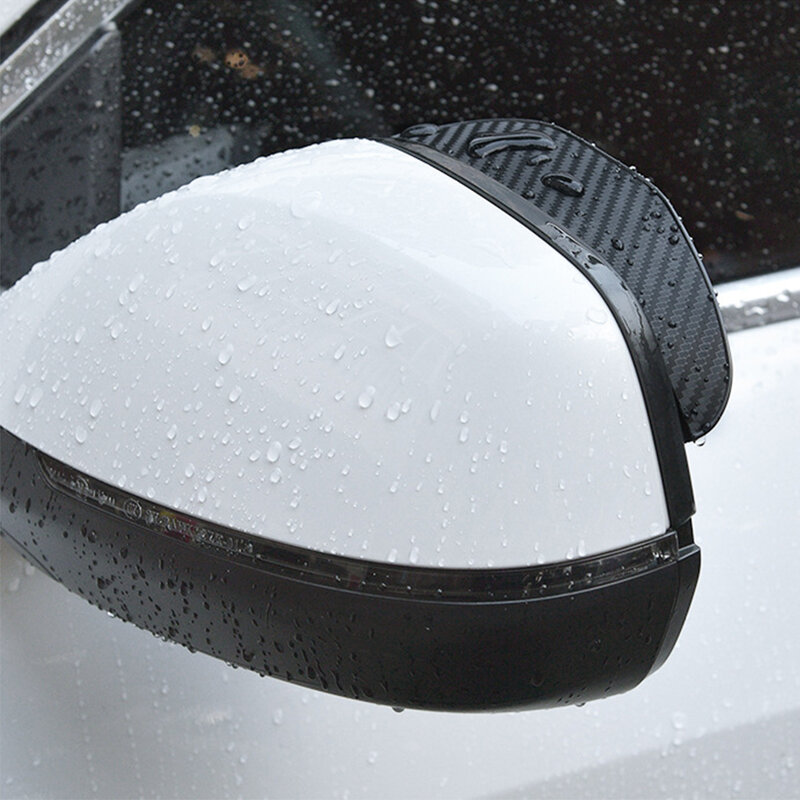 2 قطعة سيارة مرآة الرؤية الخلفية المطر درع الحاجب غطاء العالمي ألياف الكربون الرؤية الخلفية الجانب التصميم الخارجي اكسسوارات أجزاء