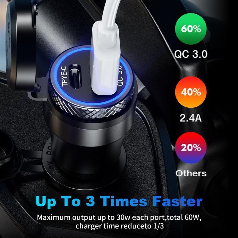 휴대용 알루미늄 미니 고속 충전기, BMW 트라이엄프 타이거 1200 오토바이용 USB 전원 어댑터, QC3.0 Din