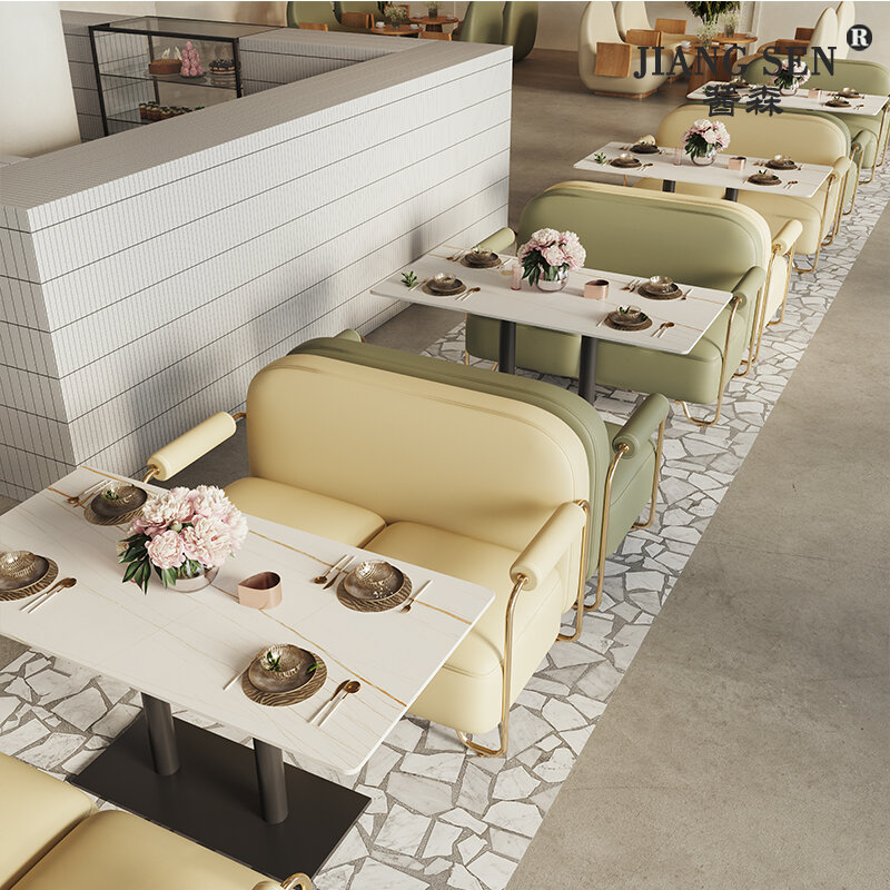 Warung kopi sofa ganda ruang santai restoran Barat meja klub dan kursi kombinasi