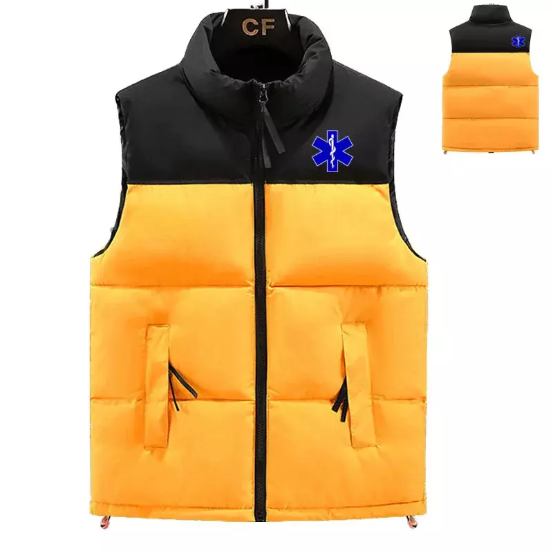 2023 men's cotton jacket EMT Emergency Ambulance print High-end classic men's down jacket Sleeveless design Down vest for men