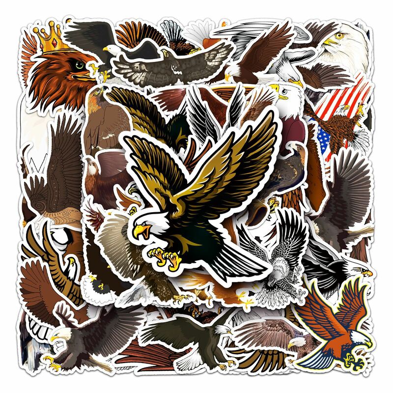 Pegatinas de grafiti de la serie Handsome Eagle, 50 piezas, adecuadas para cascos de ordenador portátil, decoración de escritorio, pegatinas DIY, juguetes al por mayor