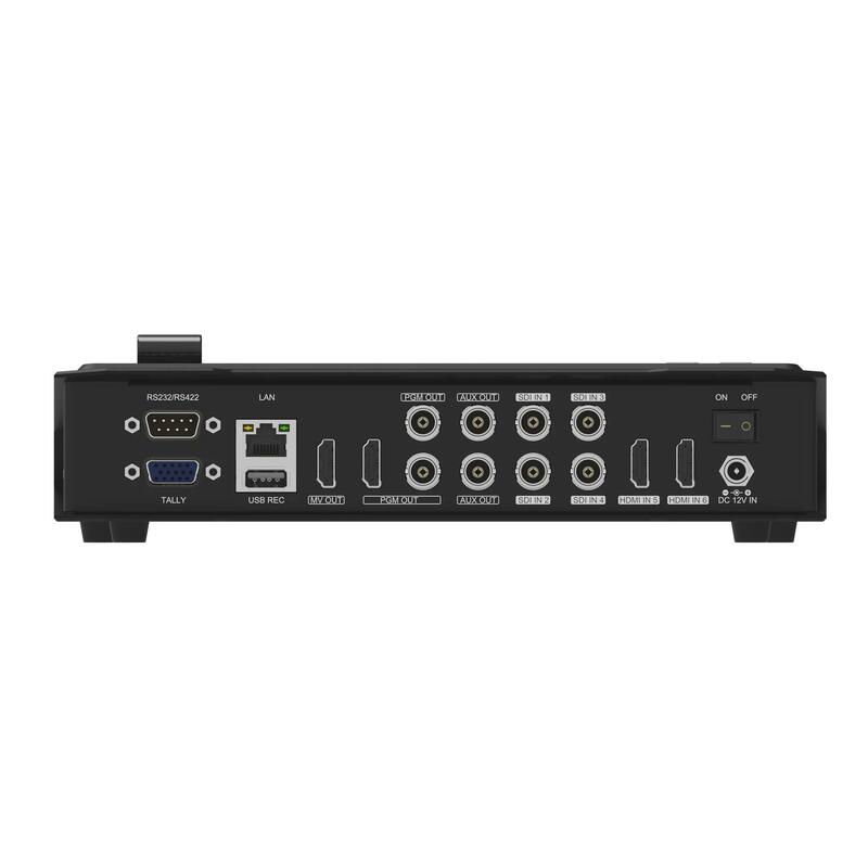 Avmatrix-conmutador de vídeo Shark S6 de 6 canales, disco USB de 5 pulgadas, tarjeta SD, mezclador de audio, control de cámara PTZ para transmisión en vivo