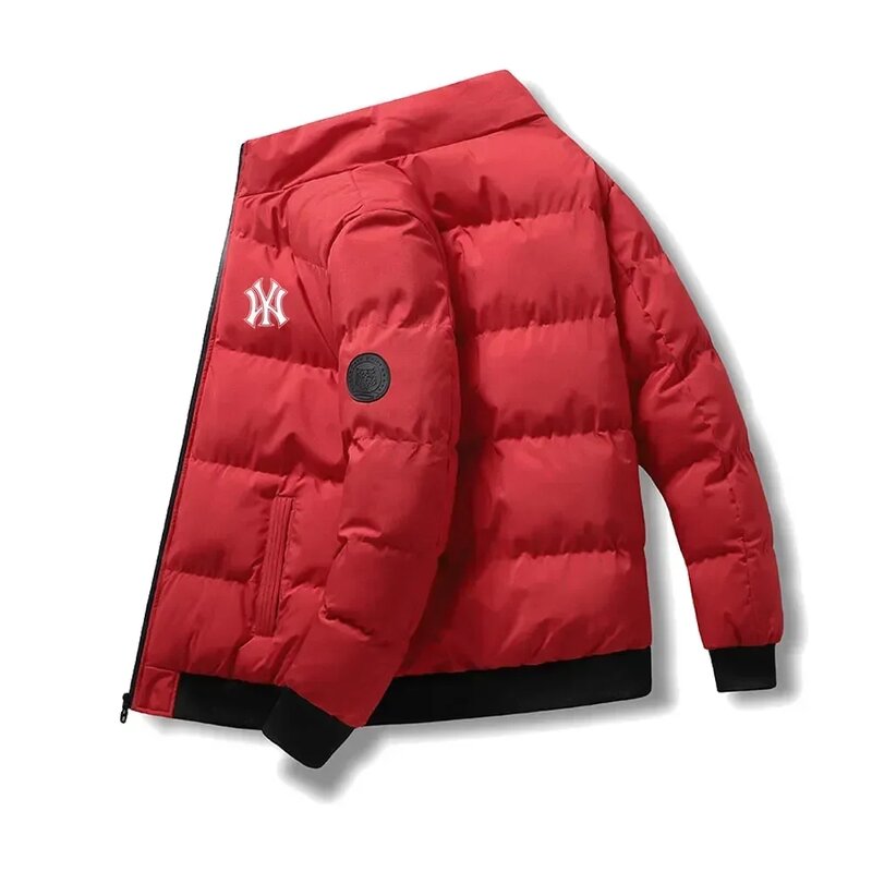 Jaket empuk logo kepala harimau pria, jaket katun tebal, mantel trench, M-4XL, musim dingin, 2023