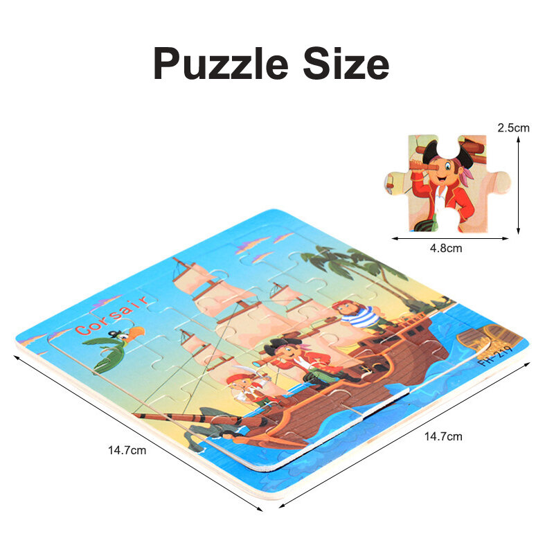 몬테소리 3D 퍼즐 만화 동물 차량 직소 나무 퍼즐 게임, 어린이 조기 학습 교육 완구, 20 개, 신제품