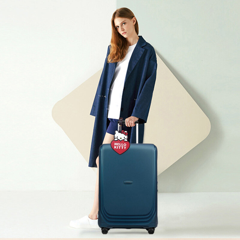 Sanrio Hello Kitty Luggage Tag Women Travel accessories Cartoon Kuromi Melody Travel Suitcase Bag Tag Identifier Carrier Nametag