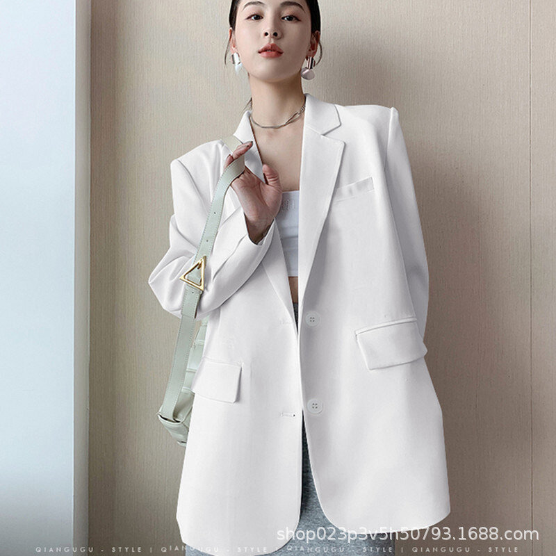 UNXX-blazer branco pequeno para mulheres, jaqueta casual solta, terno simples, senhora do escritório, pequena, alta qualidade, venda quente, nova, 2023